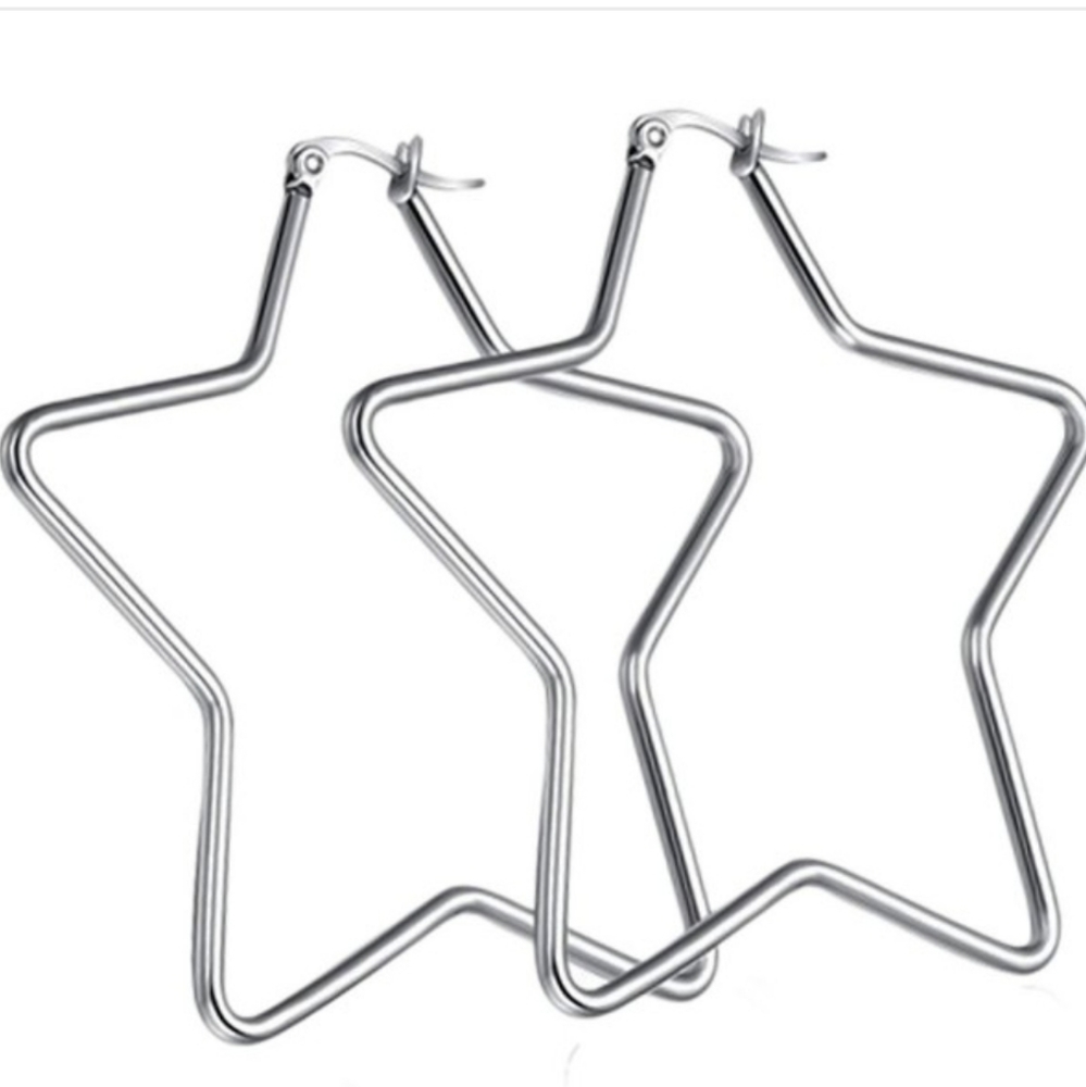 🔴🆕️ Star Earrings Hoops - Picture 4 of 11